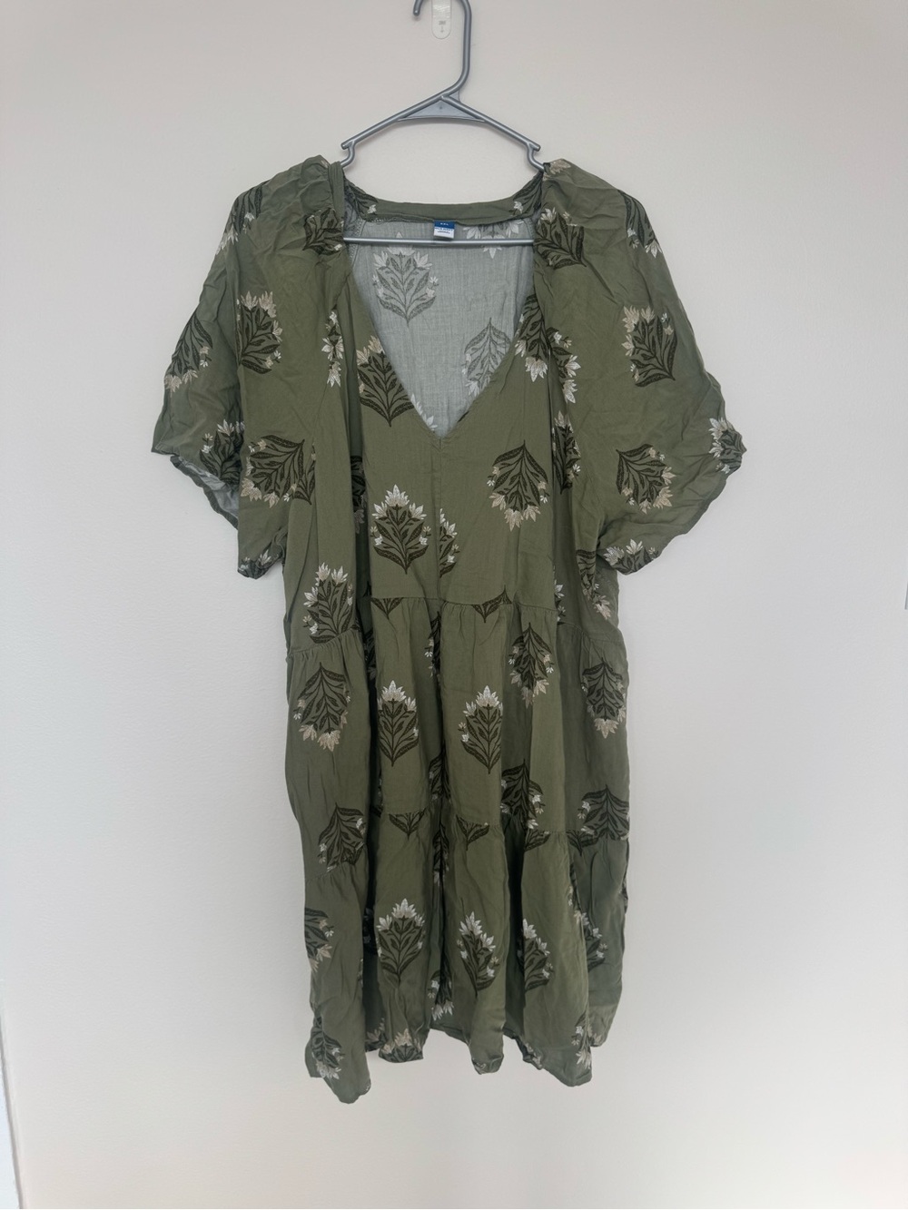 Old Navy Olive Green Floral Midi Dress